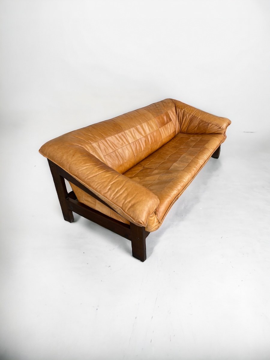 Vintage Scandinavian Leather Sofa Circa 1970-photo-1
